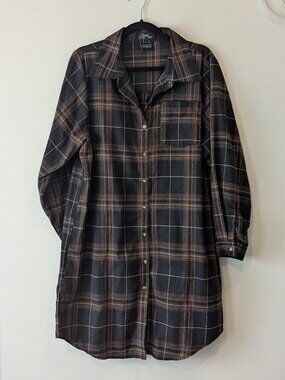 Spoon Jeans Dark Plaid Shirt Dress